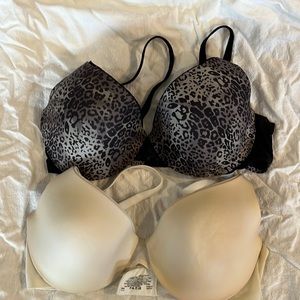 2 maidenform bras animal print and crème color 36d